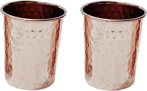 Pipal Copper Glass 300 ml 2 Pcs Set Hammerd Neer PFGC00446