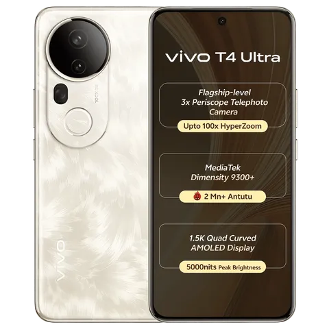Vivo Android Smartphone T4 Ultra 5G (12GB RAM, 256GB Storage/ROM) V2504 Phoenix Gold