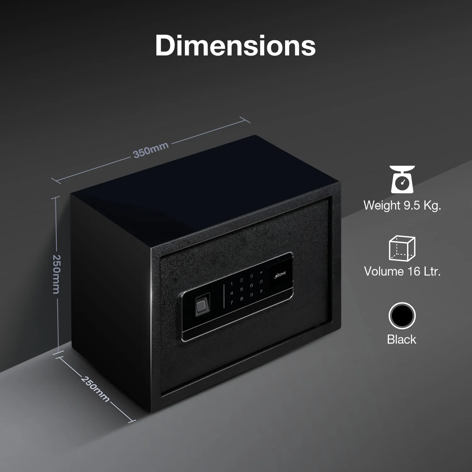 Ozone Locker Biometric 16 Lit. Bio vault life Black