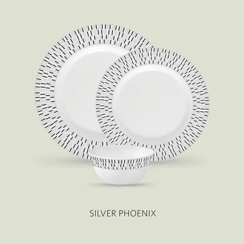 La Opala Dinner Set Opalware 35 Pcs Sovrana Silver Phoenix
