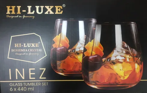 Hi-Luxe Whiskey Glass Set 440 ml 6 Pcs INEZ