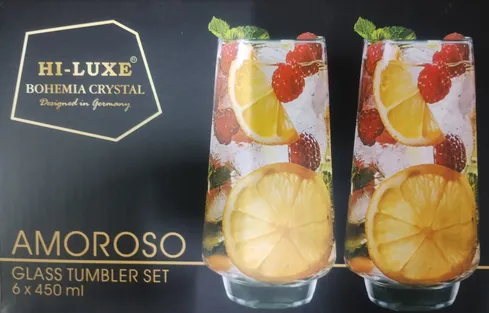 Hi-Luxe Tumbler (Glass) Set 450 ml 6 Pcs AMOROSO