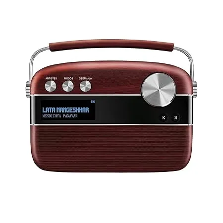 Saregama Bluetooth Speaker Carvaan Cherrywood red (old Mrp 6990)