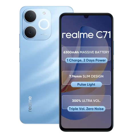 Realme Android Smartphone C71 4G (4GB RAM, 64GB Storage/ROM) RMX5313 Sea Blue