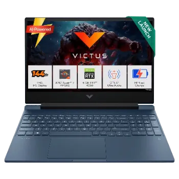 HP Gaming Laptop AMD Ryzen 7 7445H 16 GB DDR5 1 TB PCIe 4050 6GB WINDOS 11 MSO Victus Gaming Laptop fb3162AX PERFORMANCE BLUE