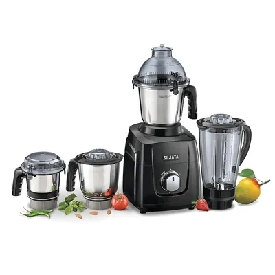 Sujata Mixer Grinder 1000 Watt 4 Jar MG03 Powerful Black