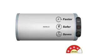 Havells Electrical Water Heater 15 Liters Horizontal 4 Star Fabia Slim White Blue