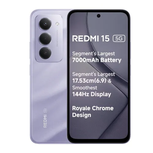 Redmi Android Smartphone 15 5G (8GB RAM, 128GB Storage/ROM) MZB0ME5IN Sandy Purple