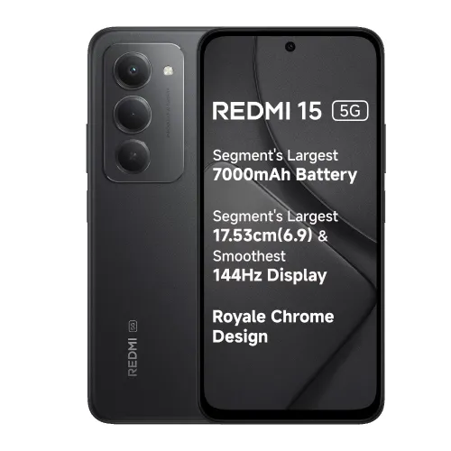 Redmi Android Smartphone 15 5G (8GB RAM, 256GB Storage/ROM) MZB0L33IN Midnight Black