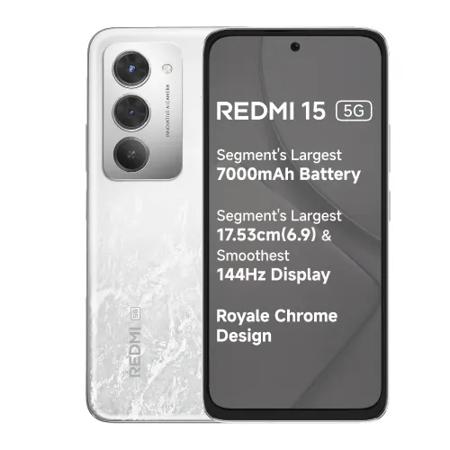 Redmi Android Smartphone 15 5G (8GB RAM, 256GB Storage/ROM) MZB0LAQIN Frosted White