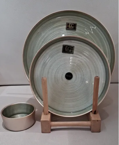 Whitegold Dinner Set Glass 27 Pcs DC-150 (Dekor Cam) Green+Shampa...
