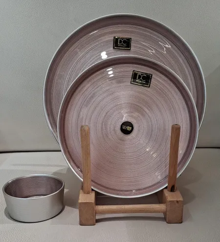 Whitegold Dinner Set Glass 27 Pcs DC-150 (Dekor Cam) Pink+Silver