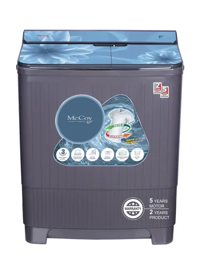 McCoy Semi Automatic Washing Machine 9.5 Kg 5 Star Xpert GLX2-95(SS Tub) Gery & Black