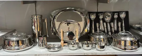 Lily Dinner Set Steel 63 Pcs Twinkle Square Plain DS-1141