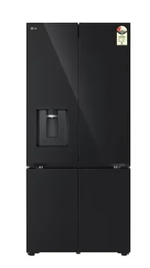 LG French Door Refrigerator 605 Litres wifi convertible 2 Star Ice & Water Dispenser GV-F25FFGHB Black Mirror With glass