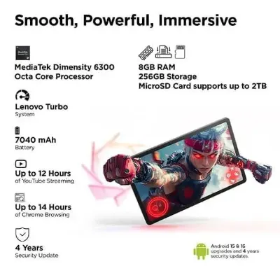 Lenovo Calling Tablet MediaTek Dimensity 6300,8GB,256GB,WIFI,CALL,PEN,5G IDEA TAB ZAFM0706IN LUNA GREY