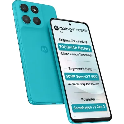 Motorola Android Smartphone G67 Power 5G (8GB RAM, 256GB Storage/ROM) PB930010IN CURACAO BLUE