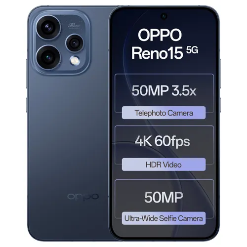 Oppo Android Smartphone Reno 15 5G (12 GB RAM, 512 GB Storage/ROM) CPH2825 Twilight Blue