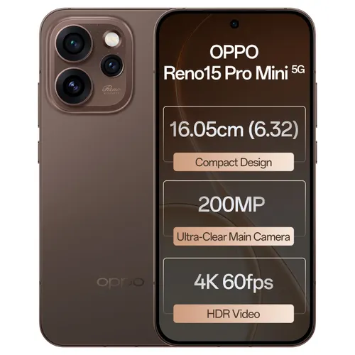 Oppo Android Smartphone Reno 15 pro mini (12 GB RAM, 256 GB Storage/ROM) CPH2813 Cocoa Brown