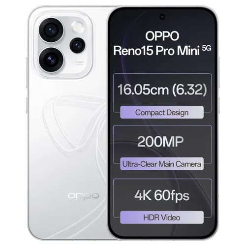 Oppo Android Smartphone Reno 15 pro mini (12 GB RAM, 512 GB Storage/ROM) CPH2813 Glacier white