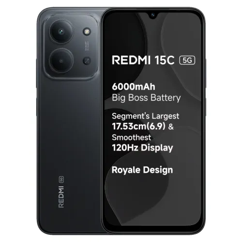 Redmi Android Smartphone 15C 5G (4GB RAM,128GB Storage/ROM) Midnight Black