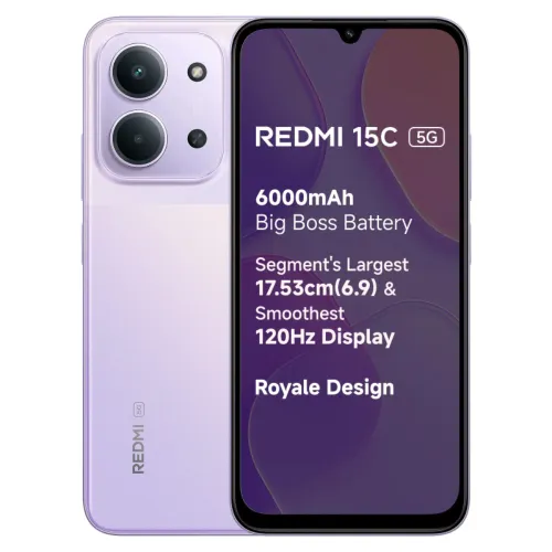 Redmi Android Smartphone 15C 5G (6GB RAM,128GB Storage/ROM) Dusk Purple
